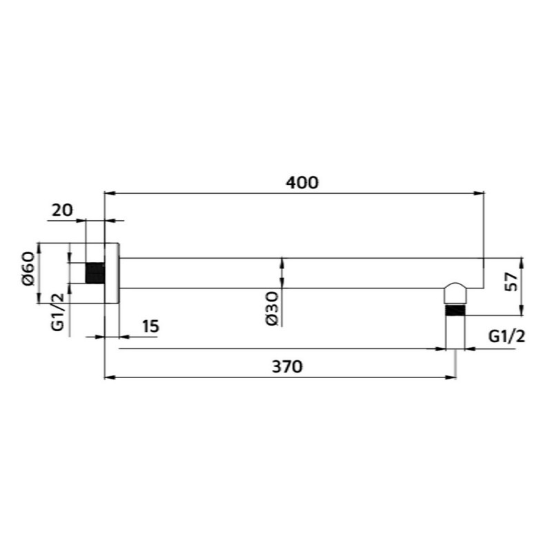 Braccio doccia tondo fissaggio rinforzato 40 cm Idrobric SAPBRA0030CR