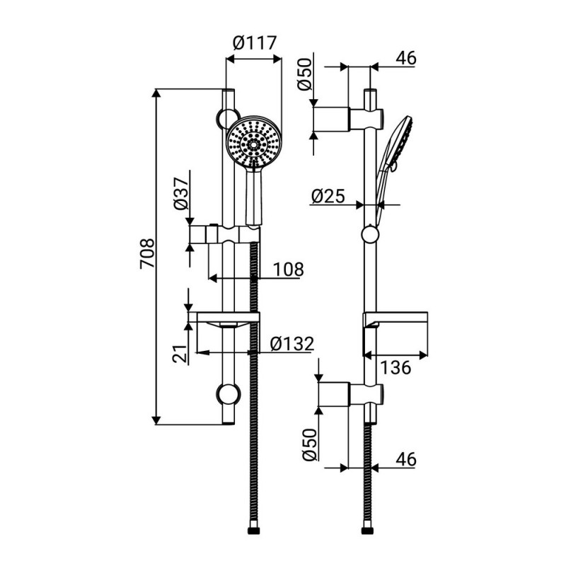 Saliscendi Mirto cromo asta con 2 supporti regolabili Idrobric SAPSAL0153CR