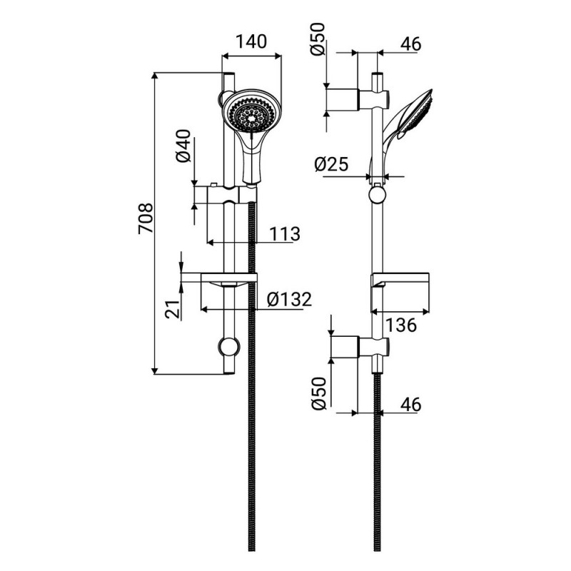 Saliscendi Ginepro cromato con 2 supporti regolabili Idrobric SAPSAL0155CR