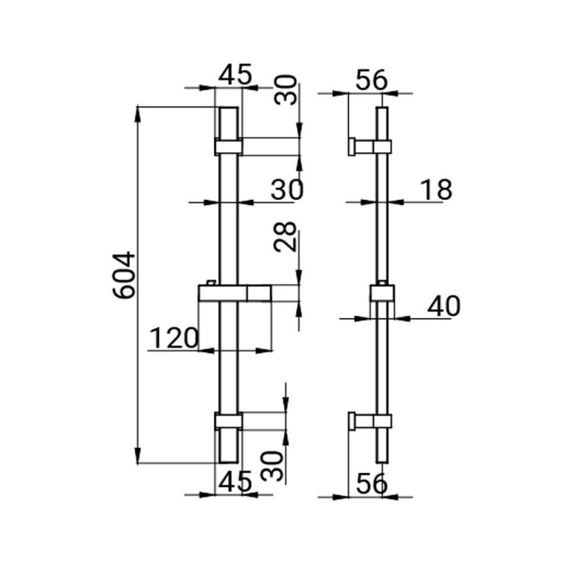 Asta square per saliscendi con 2 supporti regolabil Idrobric CAVSAL0156CR