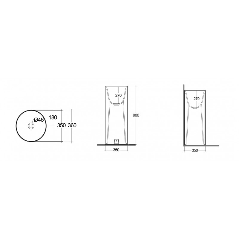 Lavabo freestanding tondo 36 cm linea petit Rak Ceramics 185-RPFT-36