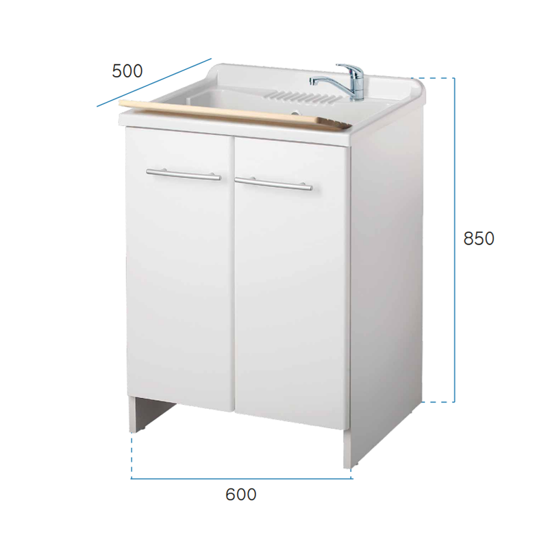 Lavatoio in resina con kit di montaggio 45 x 50 Negrari 4006K