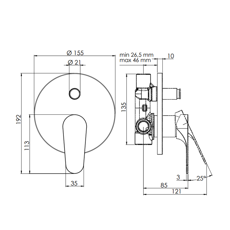 Rubinetto vasca/doccia - serie class line Remer L09