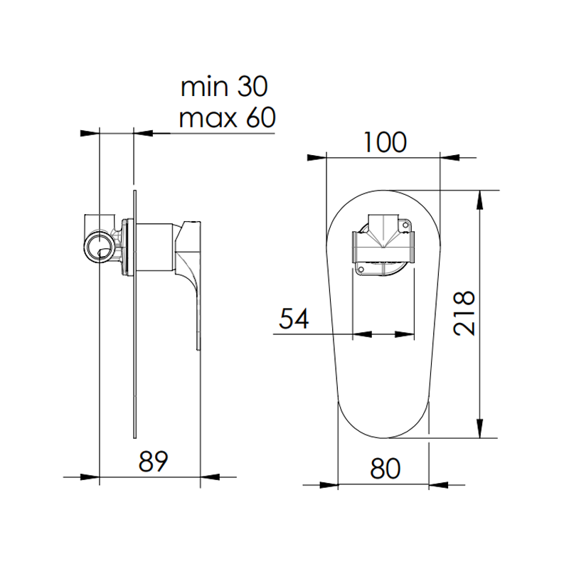 Rubinetto doccia incasso con piastra - serie class line Remer L30L