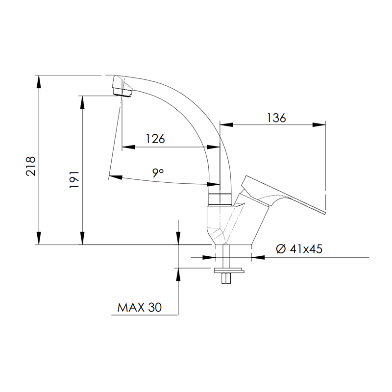 Rubinetto per lavello con bocca altagirevole, modello corto tipo lusso - serie class line Remer L42C