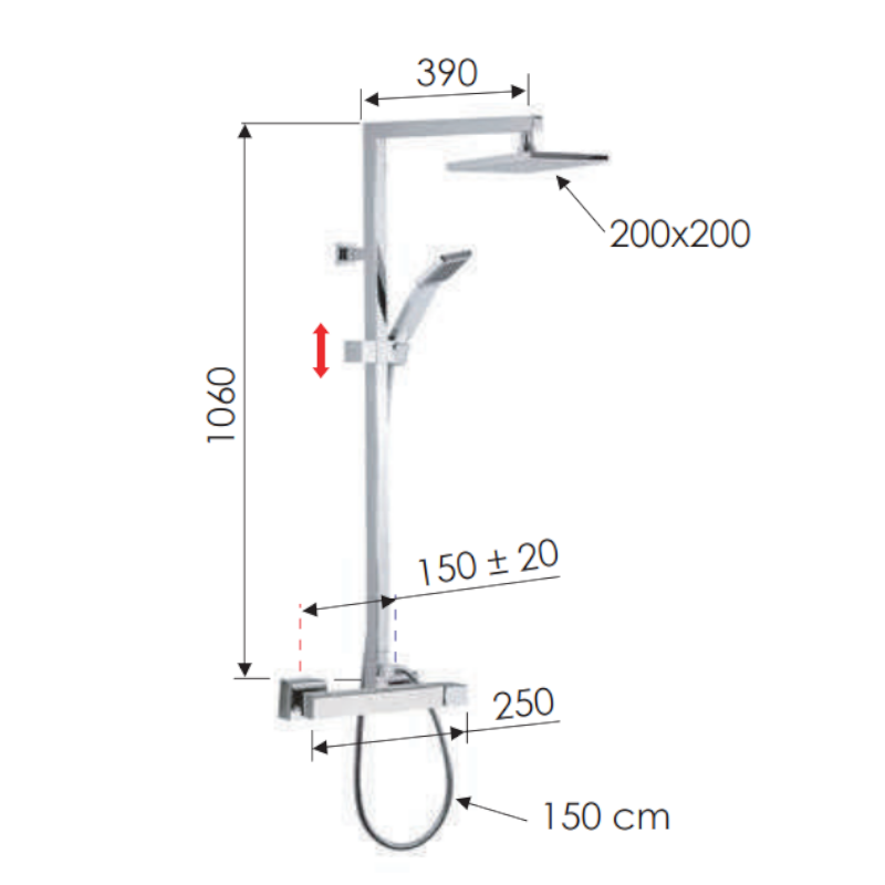 Set doccia in ottone cromato - serie qubika Remer Q37