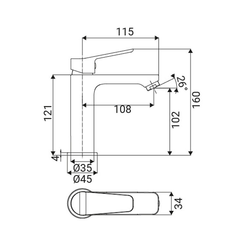 Miscelatore Lavabo Serie Eliot Cromato Idrobric IC04.1415.01