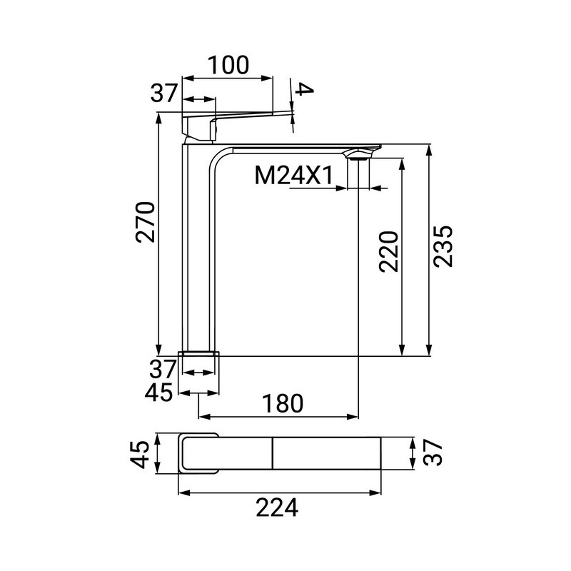 Miscelatore Lavabo Alto Serie Kant Cromato Senza Piletta Idrobric IC04.1475.01