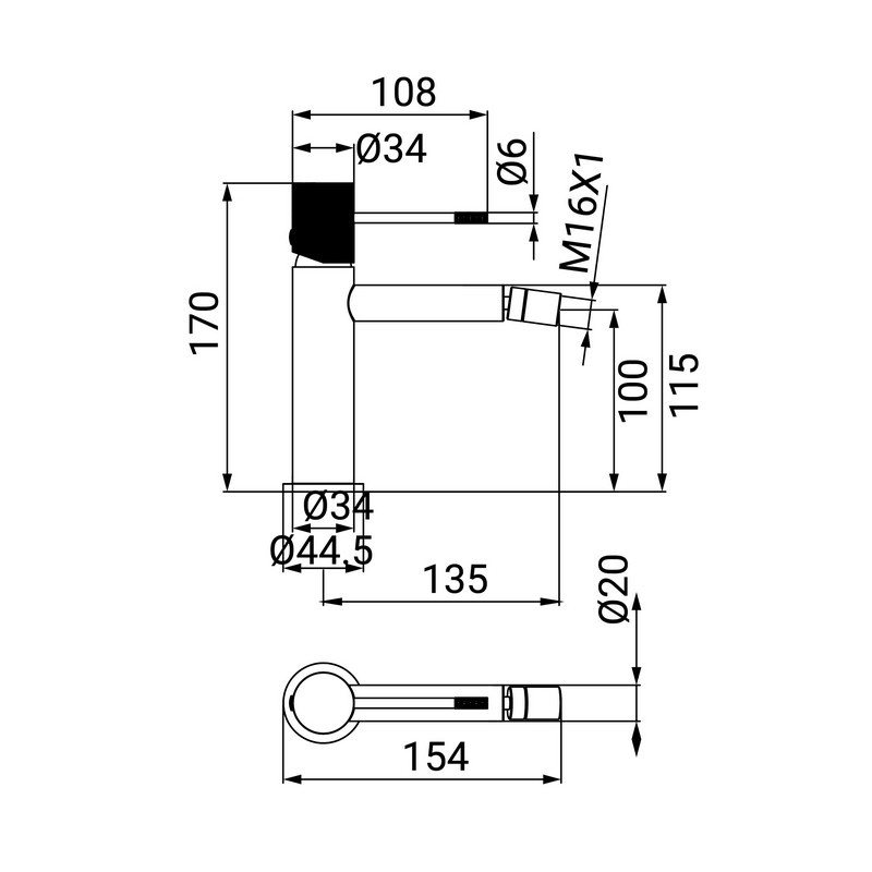 Miscelatore Bidet Serie Levi con Piletta Click Clack Cromato Idrobric IC04.1461.01