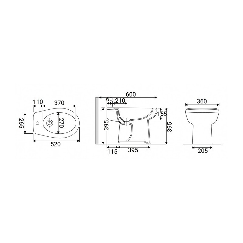 Bidet Serie Oren Bianco Idrobric IC01.0971.08