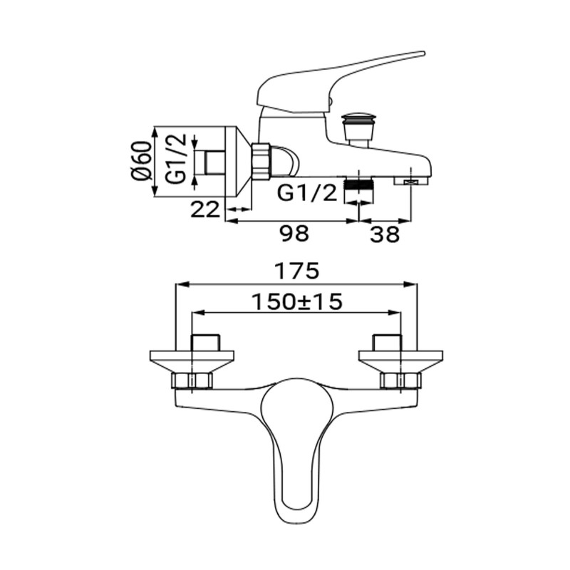 Miscelatore Vasca Serie Emmy Cromato Senza Dotazione Idrobric IC04.0862.01