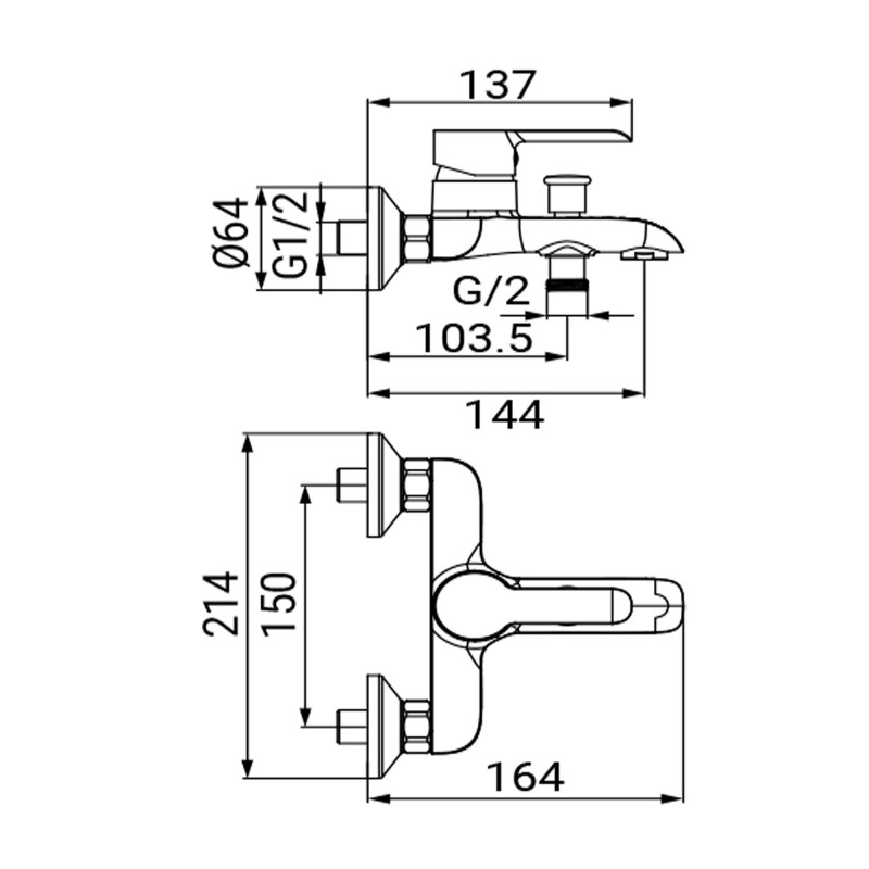 Miscelatore vasca cromato senza dotazione Neruda Idrobric IC04.0794.01