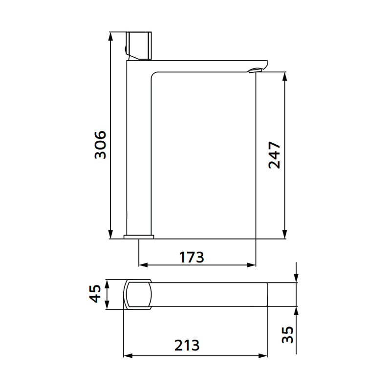 Miscelatore lavabo alto in ottone finitura cromo con portata limitata - serie Marte Aquasanit IC04.1339.29